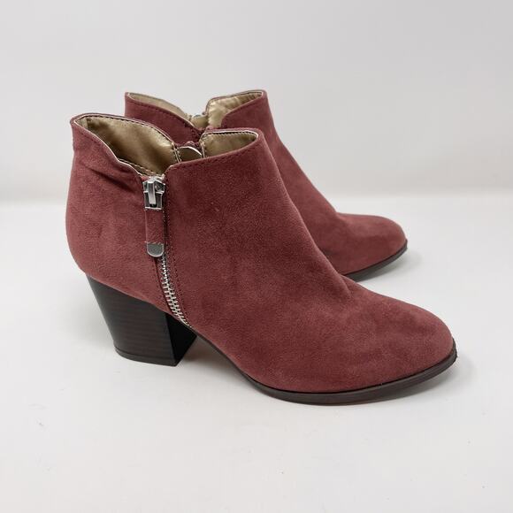Style & Co Womens Size 6 Red Masrinaa Double Zip Ankle Booties Faux Suede - Picture 1 of 10